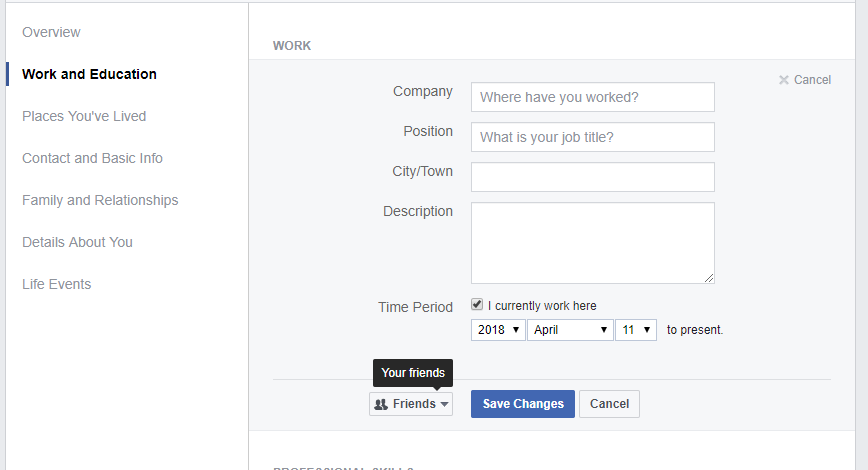 Edit Privacy on Facebook profile page