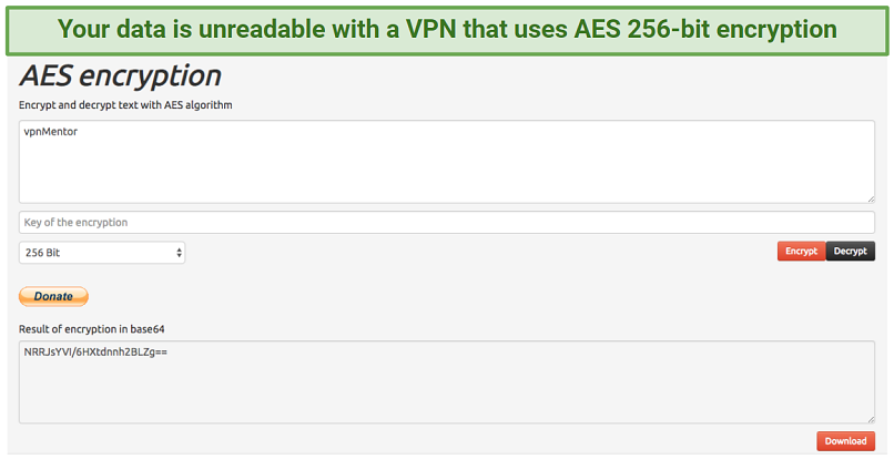 A screenshot showing someone encrypting the phrase