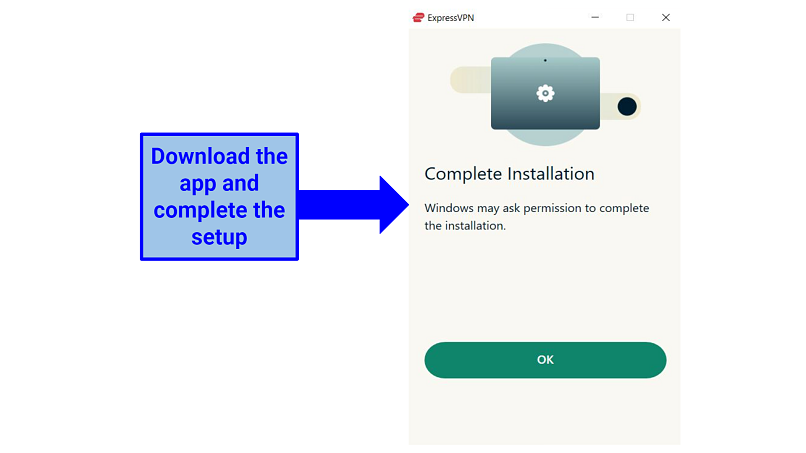 Screenshot of ExpressVPN's Windows installation process