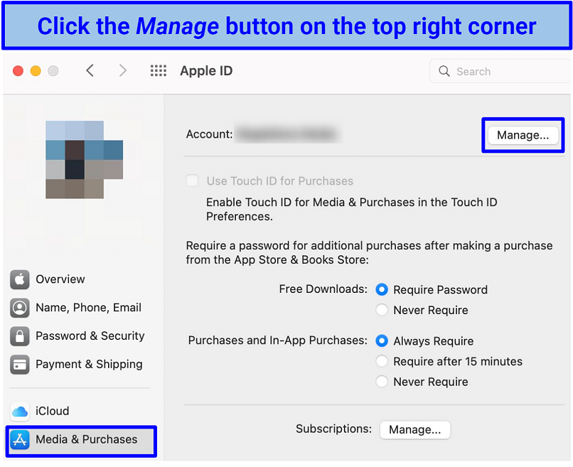 Screenshot of Mac's Apple ID window