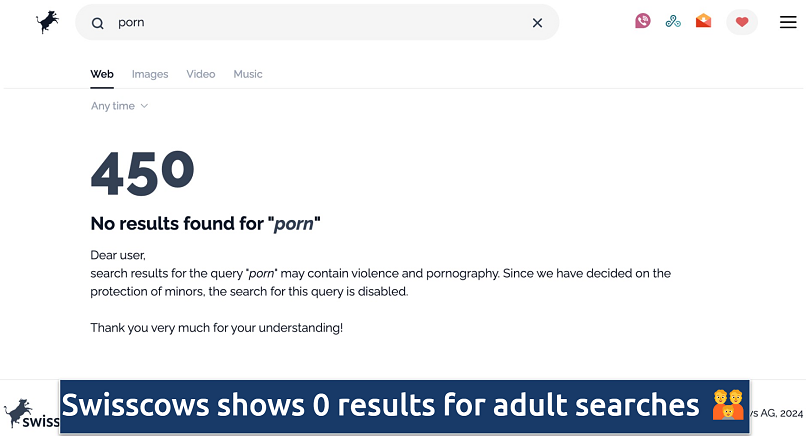 Screenshot showing no search results for