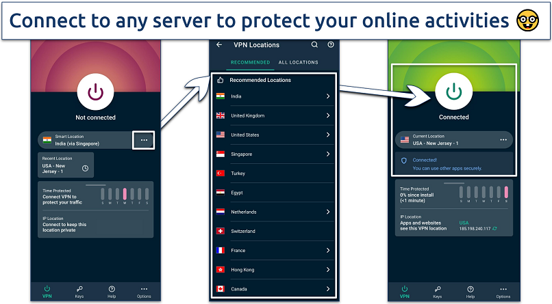 Screenshot of ExpressVPN servers