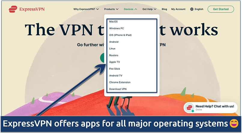 A screenshot showing it's easy to download ExpressVPN