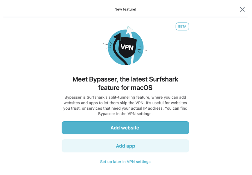 Surfshark Brings Bypasser Feature to macOS