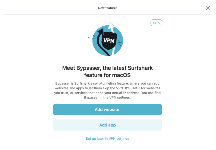 Surfshark Brings Bypasser Feature to macOS