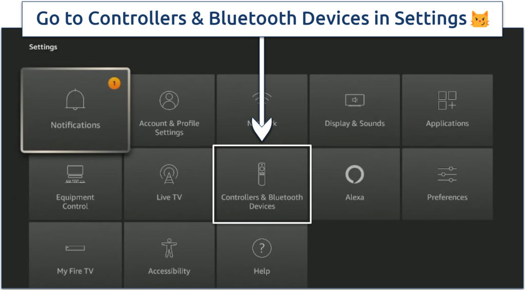Screenshot showing how to navigate to Controllers & Bluetooth Devices