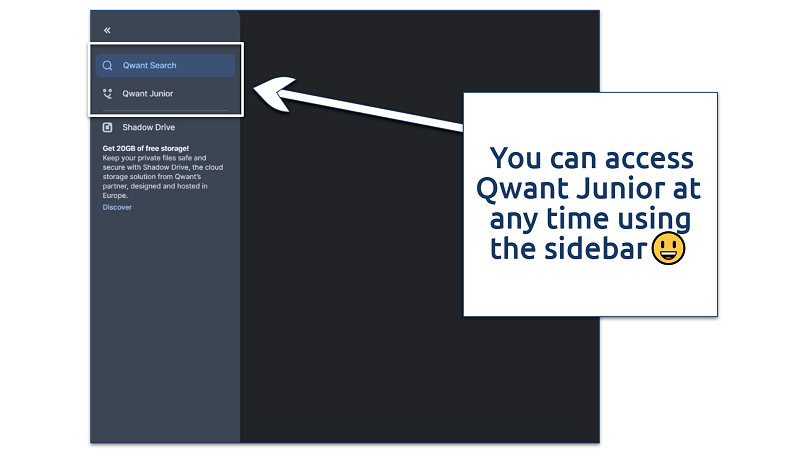 A screenshot showing how to use Qwant Junior mode