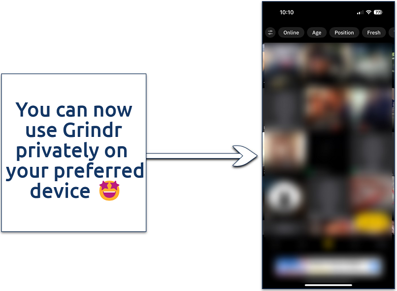 Screenshot of Grindr's iOS app