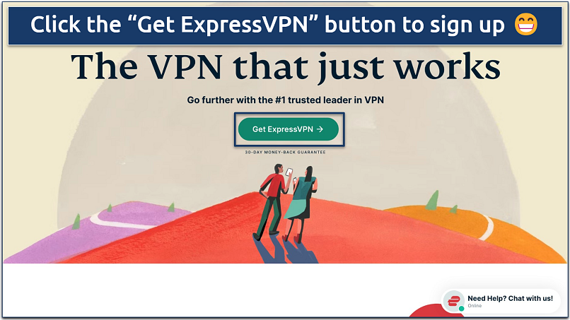 Screenshot of ExpressVPN's signup page