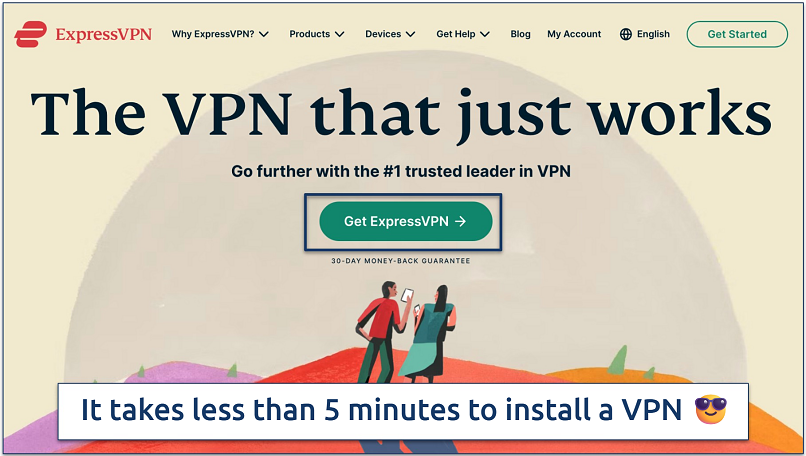 A screenshot of ExpressVPN's website homepage