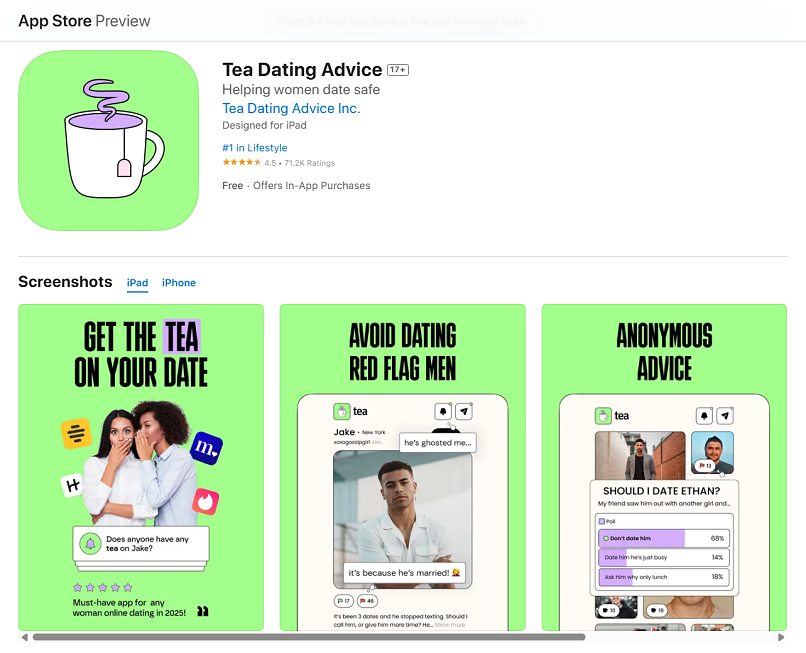 Tea App Leaks User Data, Including 72K Photos