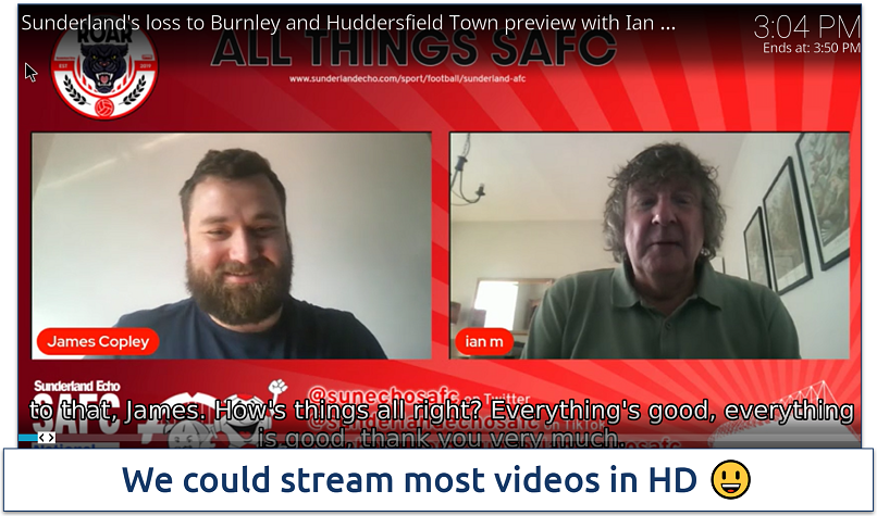 Screenshot of Dailymotion addon streaming on Kodi