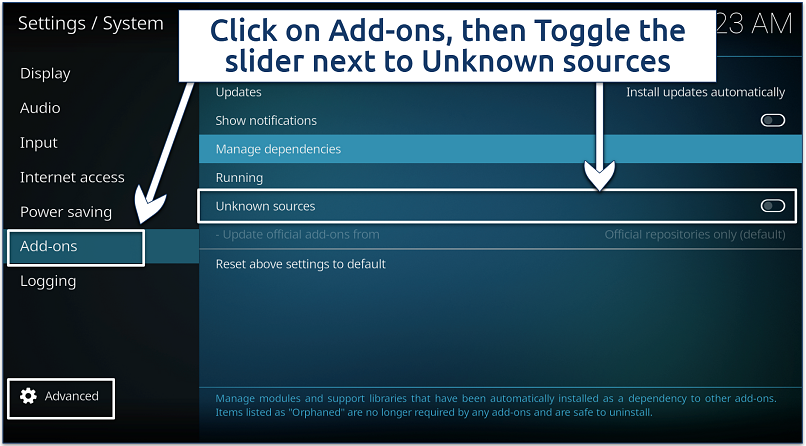 Image showing how to change system settings and manage dependencies