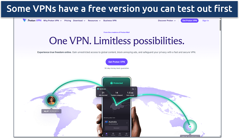 Screenshot of Proton VPN's download page