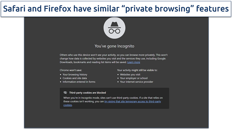 Screenshot of Chrome's incognito mode