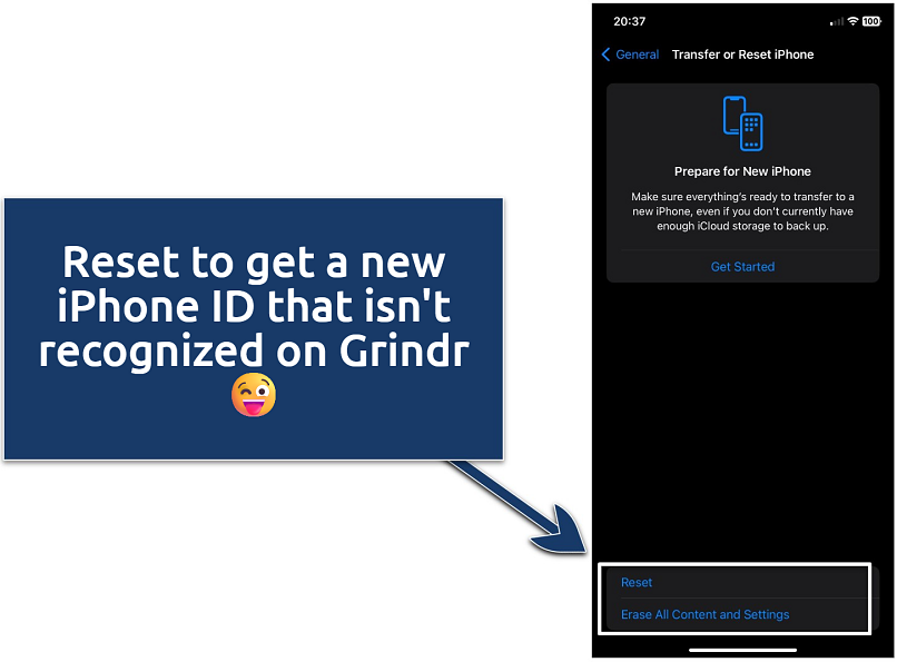 An image showing where to reset iPhone from the settings