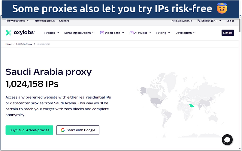 Screenshot of Oxylabs' website homepage