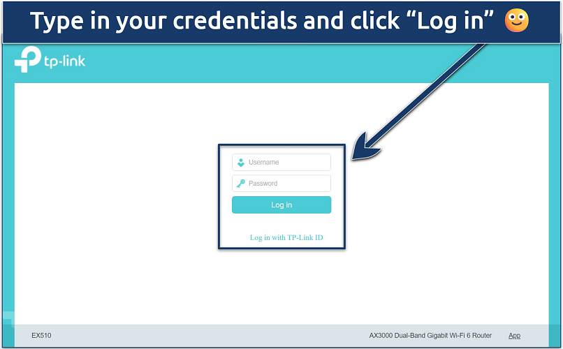Screenshot of a TP-Link router admin dashboard login page