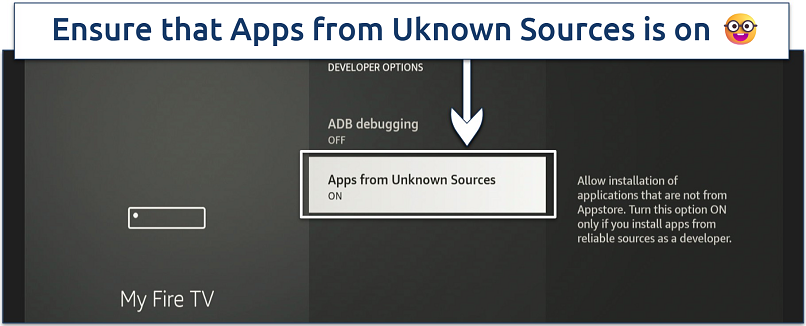 A screenshot showing the Apps from Uknown Sources setting