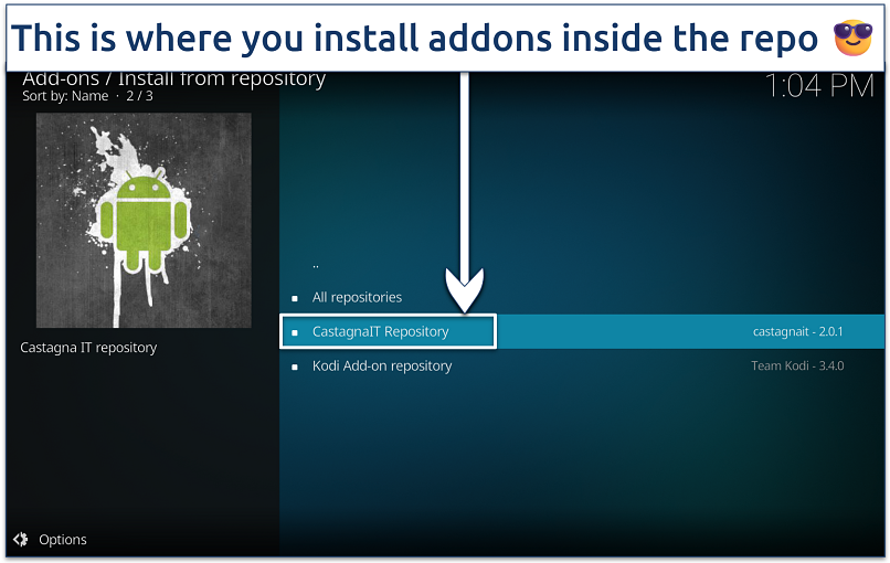 Screenshot of the Kodi 